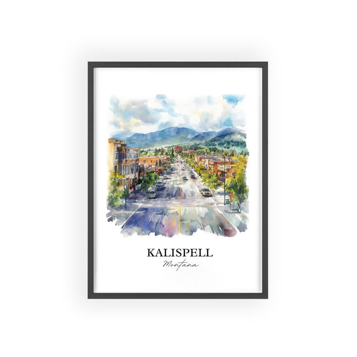 Kalispell MT Wall Art, Glacier National Park Print, Montana Artwork, Kalispell Montana Gift, Travel Print, Travel Poster, Housewarming Gift
