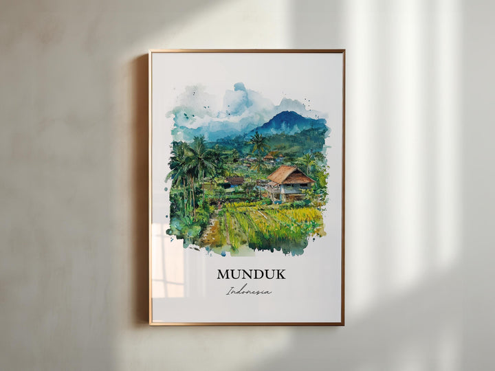 Munduk Wall Art, Bali Travel Print, Indonesia Watercolor Art, Munduk Indonesia Gift, Travel Print, Travel Poster, Housewarming Gift