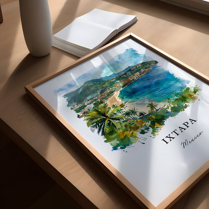 Ixtapa MX Wall Art, Guerrero Mexico Print, Ixtapa Watercolor, Ixtapa MX Gift, Travel Poster, Housewarming Gift