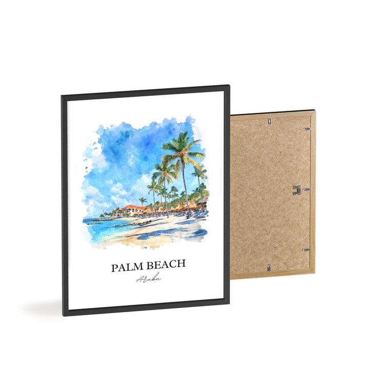 Palm Beach Aruba Art, Oranjestad Print, Aruba Watercolor Art, Palm Beach Aruba Gift, Travel Print, Travel Poster, Housewarming Gift