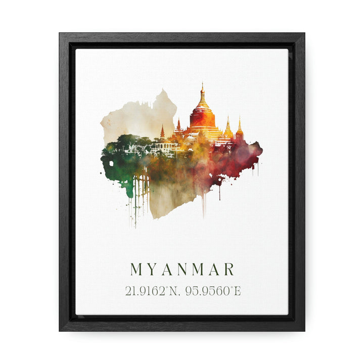 Myanmar traditional travel art - Myanmar poster, Wedding gift, Birthday present, Custom Text, Personalised Gift