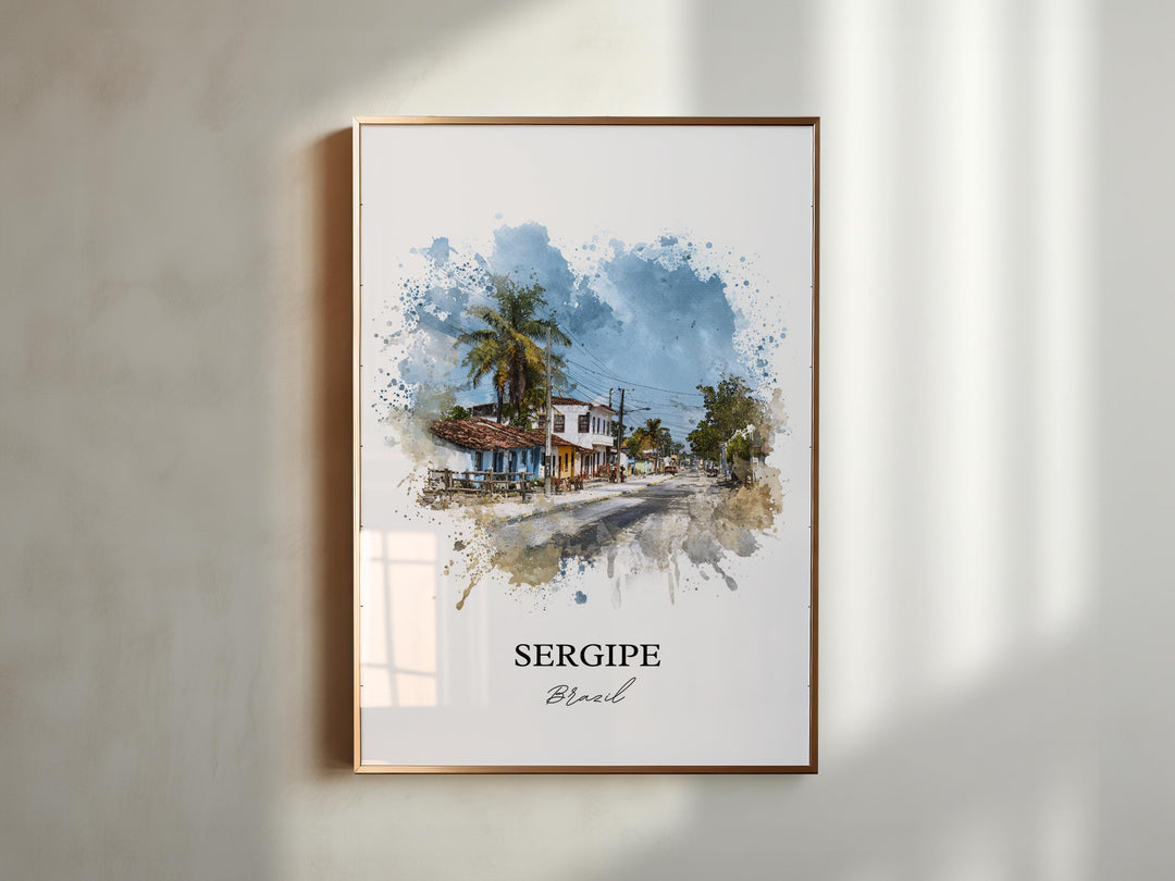 Sergipe Brazil Wall Art, Sergipe Brazil Print, Brazil Watercolor Art, Sergipe Gift, Sergipe Travel Print, Travel Poster, Housewarming Gift