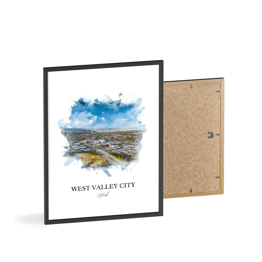 West Valley City, Utah Wall Art, Utah Print, Salt Lake City Watercolor Art, West Valley City Gift, Travel Print, Travel Poster, Housewarming Gift