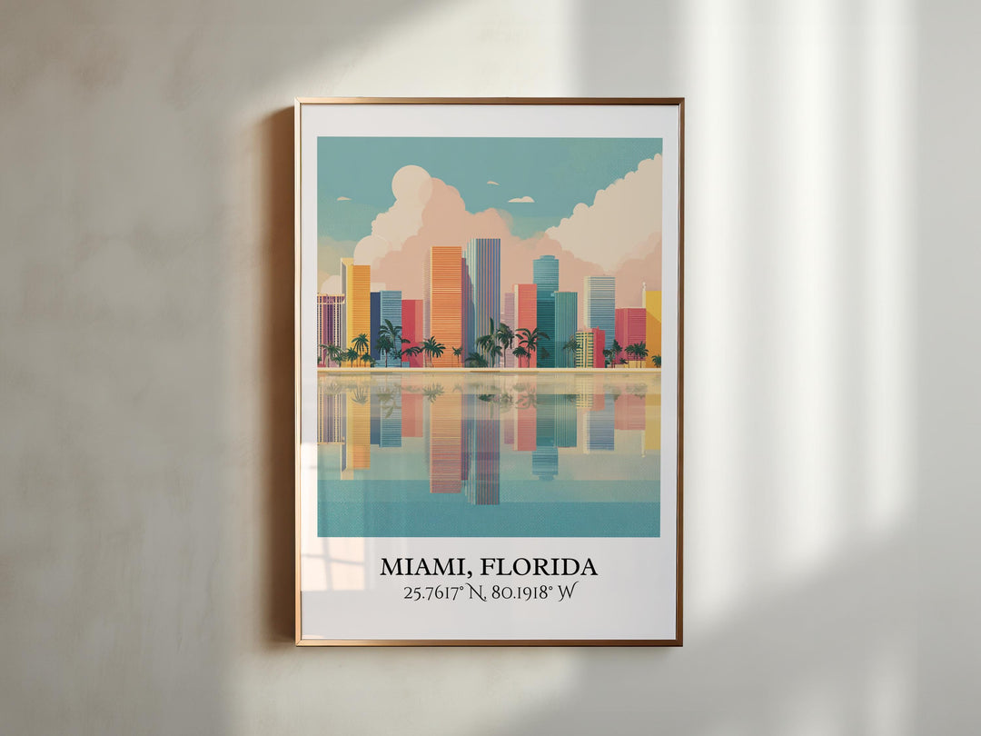 Miami FL Art, Miami Retro Travel Art, South Beach Home Decor, Miami Beach Gift, South Florida Travel Art, Travel Prints, Housewarming Gift