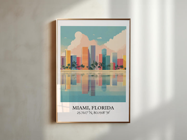 Miami FL Art, Miami Retro Travel Art, South Beach Home Decor, Miami Beach Gift, South Florida Travel Art, Travel Prints, Housewarming Gift