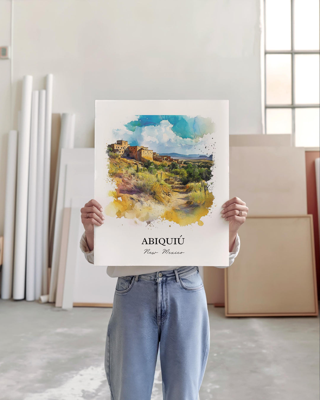 Abiquiú NM Wall Art, Abiquiú Print, New Mexico Watercolor Art, Abiquiú NM Gift, Travel Print, Travel Poster, Housewarming Gift