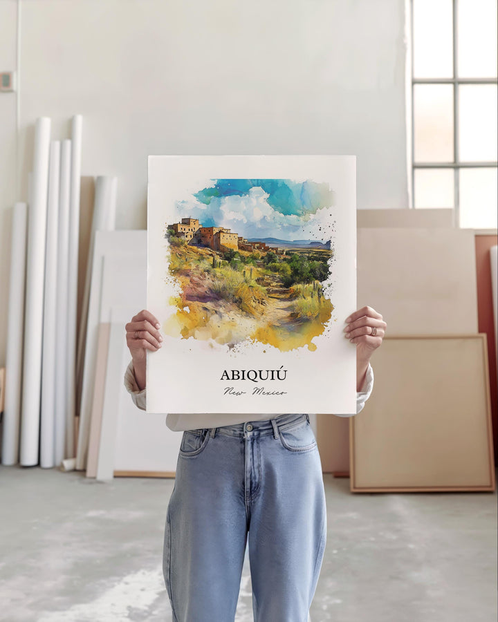 Abiquiú NM Wall Art, Abiquiú Print, New Mexico Watercolor Art, Abiquiú NM Gift, Travel Print, Travel Poster, Housewarming Gift