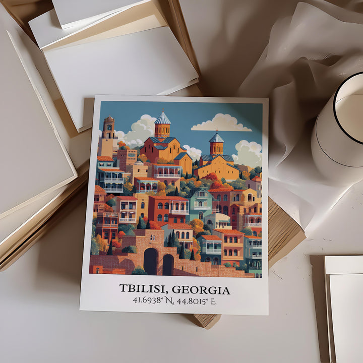 Tbilisi Art, Tbilisi Georgia Retro Travel Art, Georgia Country Decor, Tbilisi Gift, Tbilisi Travel Art, Travel Prints, Housewarming Gift