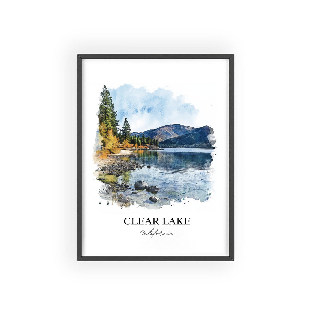 Clear Lake CA Wall Art, Napa County Print, Clear Lake Watercolor Art, Clear Lake Gift, Travel Print, Travel Poster, Housewarming Gift