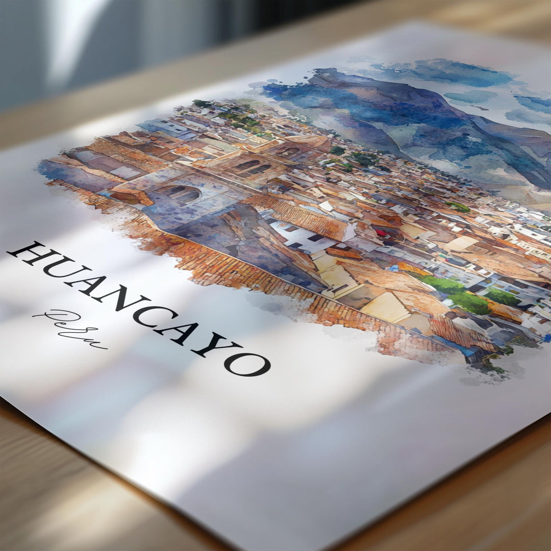 Huancayo Wall Art, Huancayo Peru Print, Peru Watercolor Art, Huancayo Gift, Travel Print, Travel Poster, Housewarming Gift