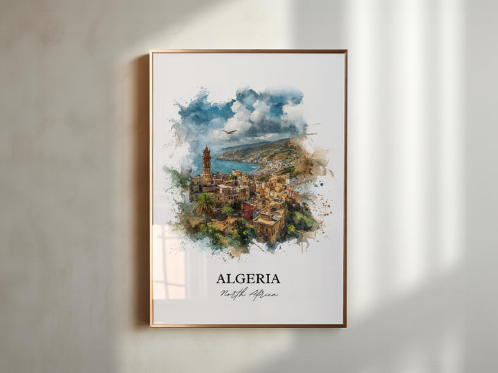 Algeria Wall Art, Algeria Print, Algeria Watercolor Art, Algeria Gift, Algeria Travel Print, Travel Poster, Housewarming Gift