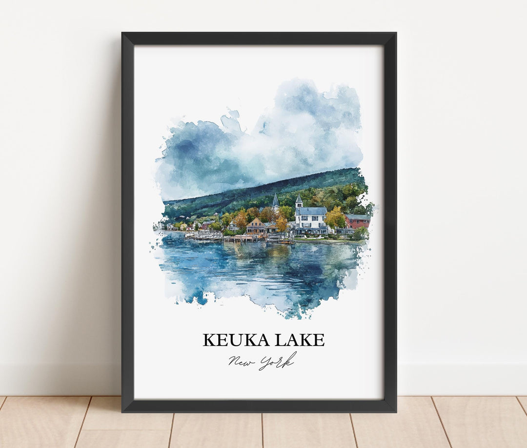 Keuka Lake Wall Art, Finger Lakes Print, Cayuga Lake NY Watercolor Art, Keuka Lake Gift, Travel Print, Travel Poster, Housewarming Gift