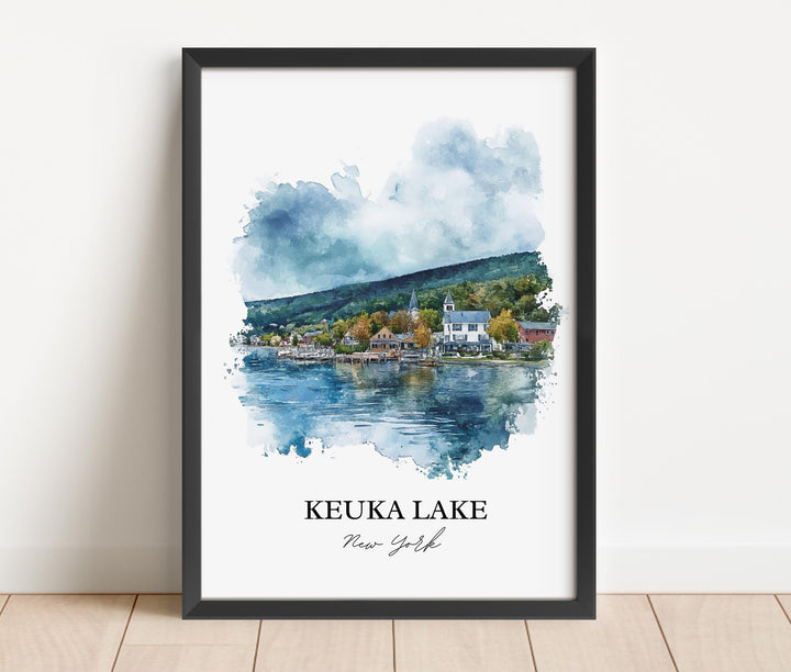 Keuka Lake Wall Art, Finger Lakes Print, Cayuga Lake NY Watercolor Art, Keuka Lake Gift, Travel Print, Travel Poster, Housewarming Gift