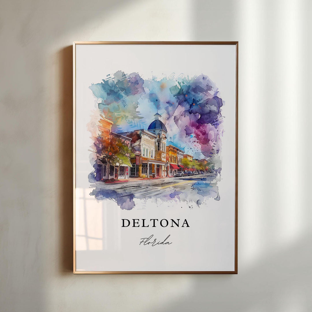 Deltona FL Wall Art, Deltona Print, Volusia County Watercolor Art, Deltona Florida Gift, Travel Poster, Housewarming Gift