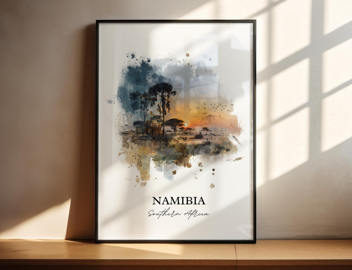 Namibia Wall Art, Namibia Print, Namibia Watercolor Art, Namibia Gift, Travel Print, Travel Poster, Housewarming Gift