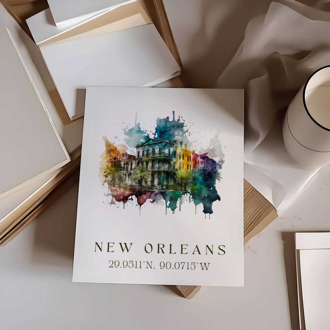 New Orleans wall art - Louisiana, New Orleans poster, New Orleans Wedding gift, Birthday present, Custom Text, Personalised Gift