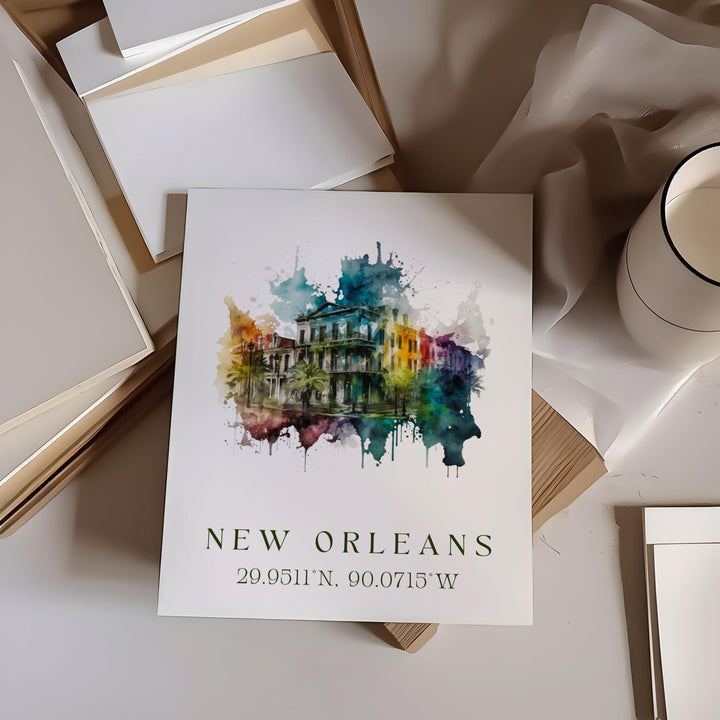 New Orleans wall art - Louisiana, New Orleans poster, New Orleans Wedding gift, Birthday present, Custom Text, Personalised Gift