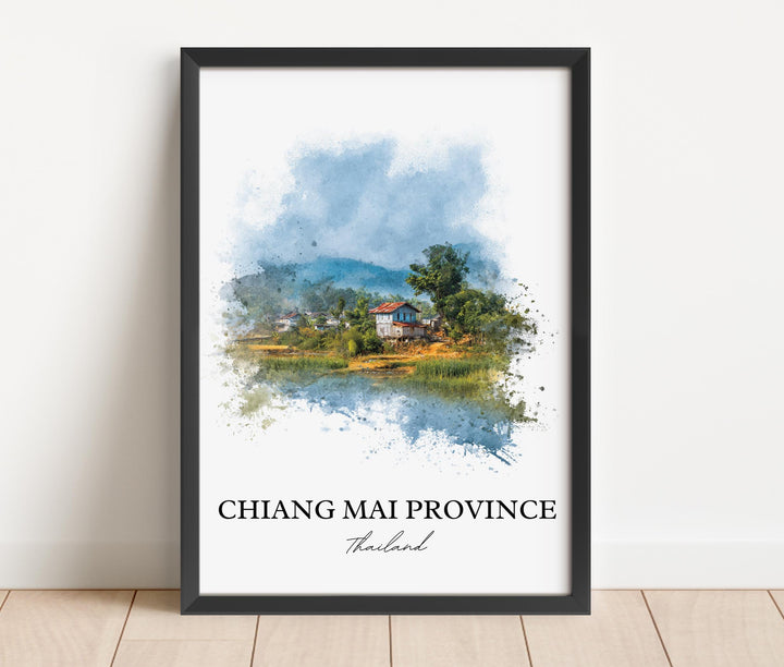 Chiang Mai Wall Art, Chiang Mai Province Print, Thailand Watercolor Art, Chiang Mai Gift, Travel Print, Travel Poster, Housewarming Gift
