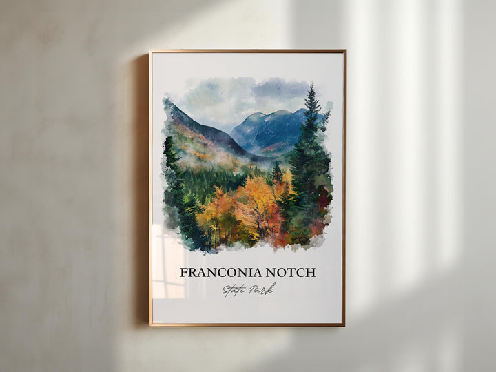 Franconia Notch State Park Art, Lincoln NH Print, New Hampshire Art, Franconia Notch Gift, Travel Print, Travel Poster, Housewarming Gift