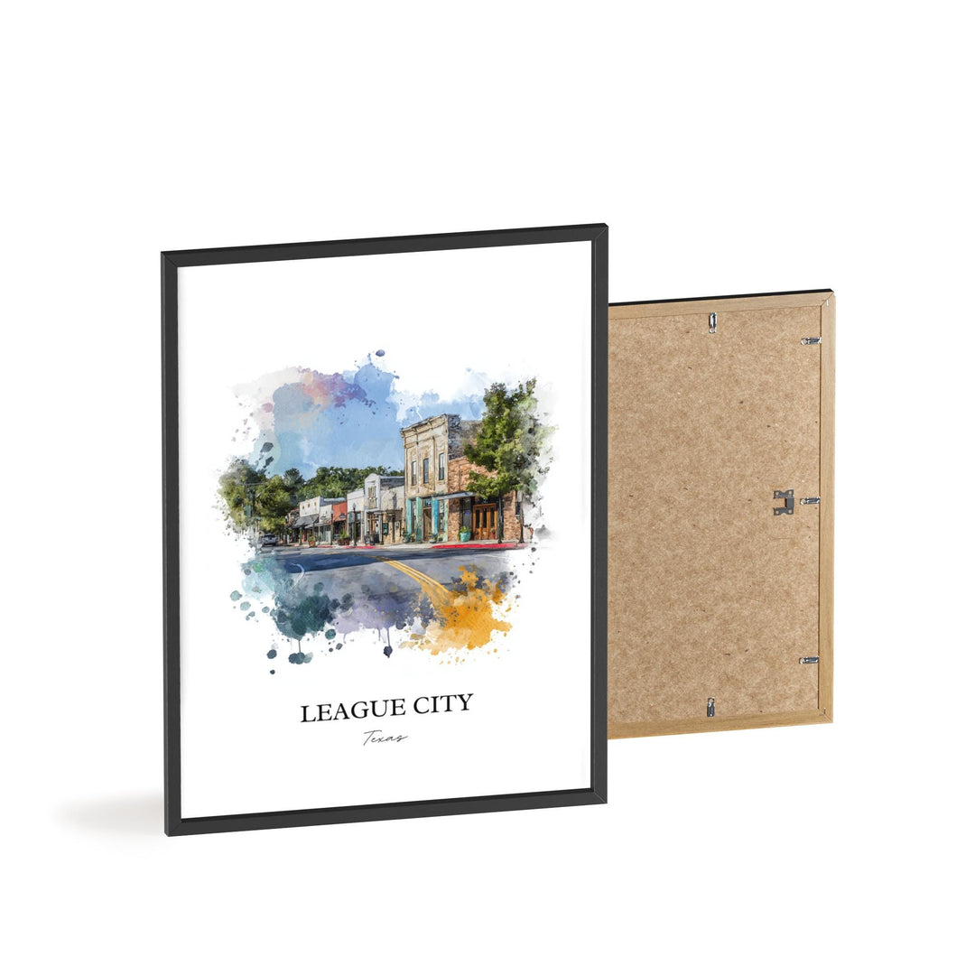 League City, Texas – Watercolor Art Print