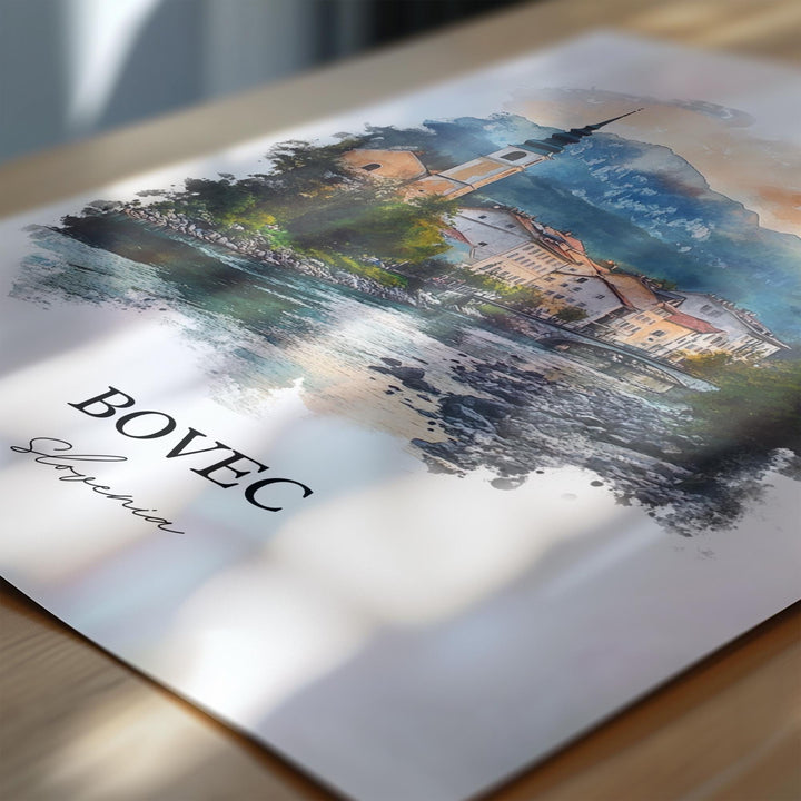 Bovec Wall Art, Julian Alps Print, Slovenia Watercolor Art, Bovec Slovenia Gift, Travel Print, Travel Poster, Housewarming Gift
