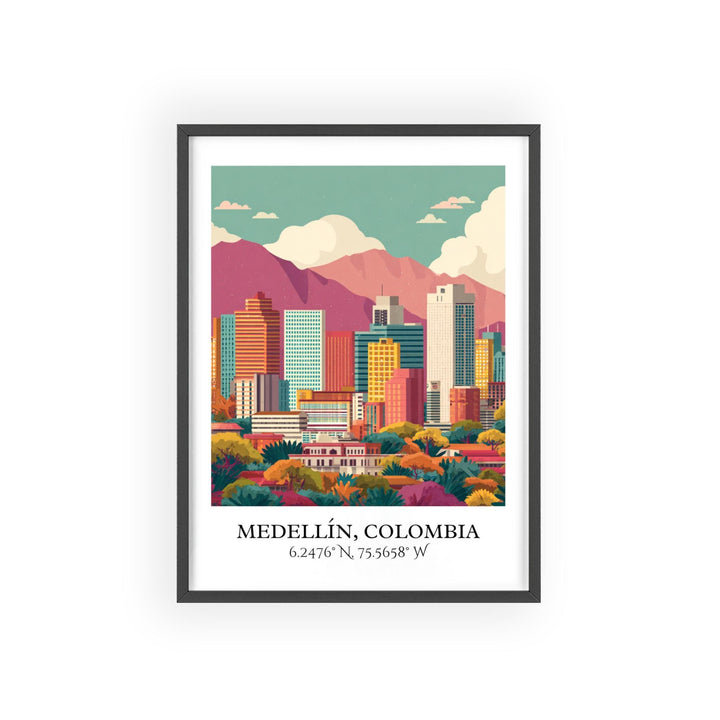 Medellín Art, Medellín Retro Travel Art, Colombia Home Decor, Colombia Gift, Colombia Travel Art, Travel Prints, Housewarming Gift