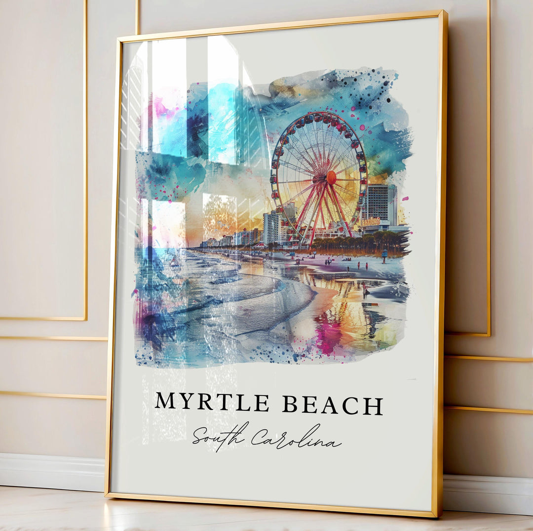 Myrtle Beach SC Art, Myrtle Beach Print, Myrtle Beach Watercolor Art, Horry County SC Gift,