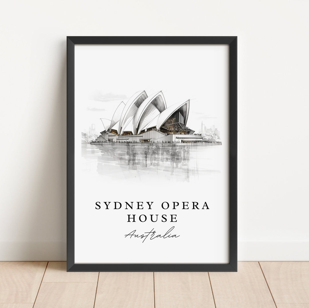 Sydney Opera House travel art - Australia, Sydney poster print, Wedding gift, Birthday present, Custom Text, Perfect Gift