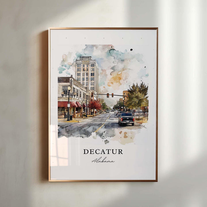 Decatur AL Wall Art, Decatur Alabama Print, Decatur Watercolor Art, Decatur Alabama Gift, Travel Poster, Housewarming Gift