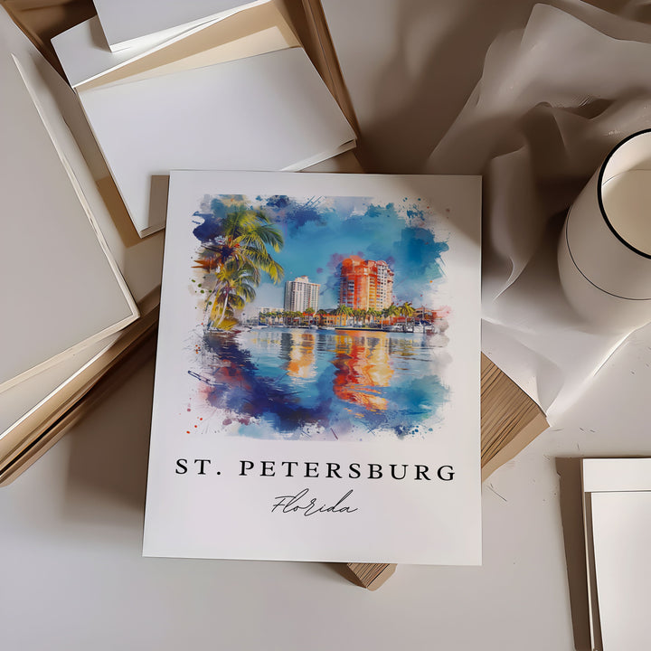 St. Petersburg FL wall art - Florida, St. Petersburg print, Tampa Bay Wedding gift, St Pete FL Birthday present, Custom Text, Perfect Gift