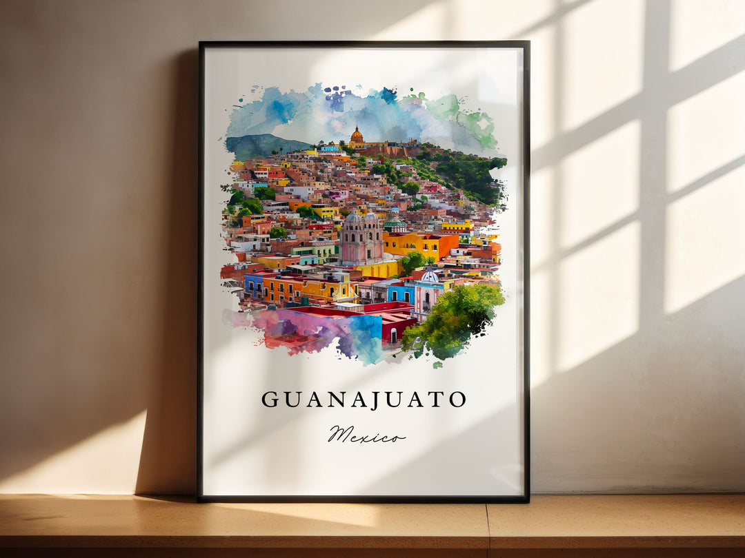 Guanajuato traditional travel art version 2- Mexico, Guanajuato print, Wedding gift, Birthday present, Custom Text, Perfect Gift