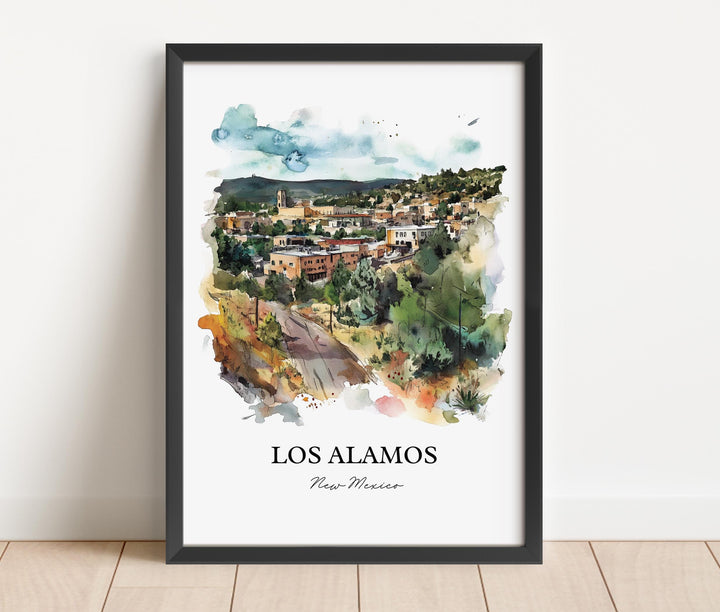 Los Alamos NM Wall Art, New Mexico Print, New Mexico Watercolor Art, Los Alamos NM Gift, Travel Print, Travel Poster, Housewarming Gift