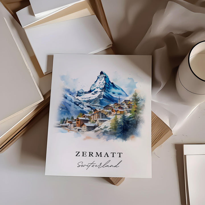 Zermatt Switzerland wall art - Switzerland, Zermatt poster, Zermatt Wedding gift, Birthday present, Custom Text, Personalised Gift