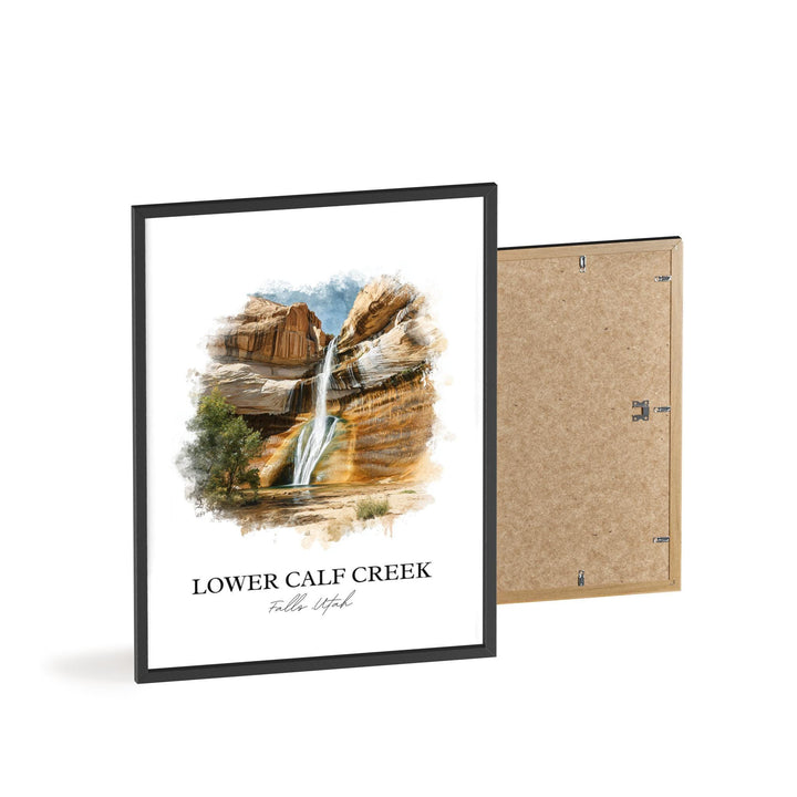 Lower Calf Creek Falls Art, Utah Print, Boulder UT Watercolor Art, Lower Calf Creek Gift, Travel Print, Travel Poster, Housewarming Gift