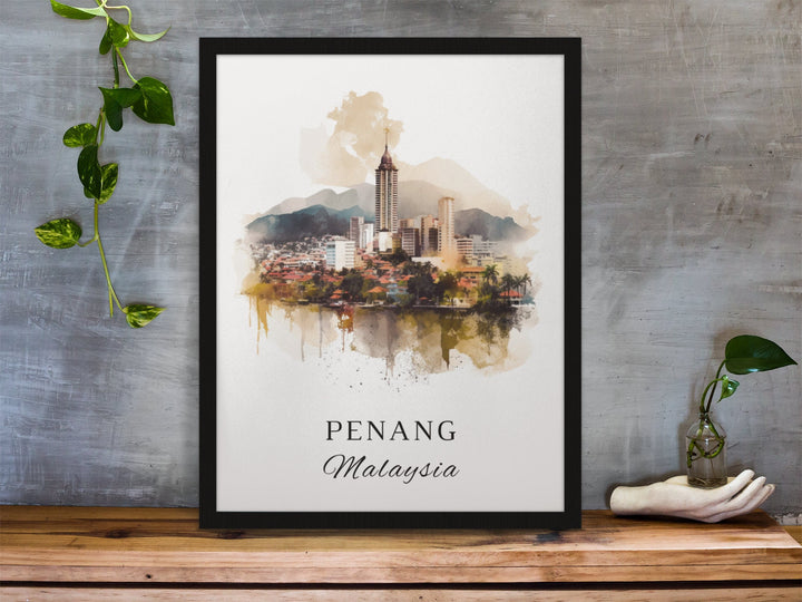 Penang Malaysia wall art - Malaysia, Penang poster, Penang Wedding gift, Penang Birthday present, Custom Text, Personalised Gift