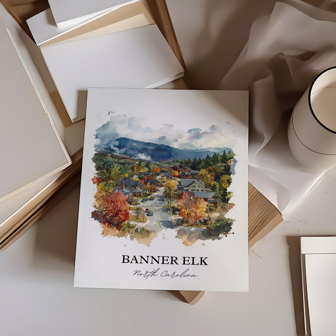 Banner Elk NC Wall Art, Blue Ridge NC Print, North Carolina Watercolor, Banner Elk NC Gift, Travel Print, Travel Poster, Housewarming Gift