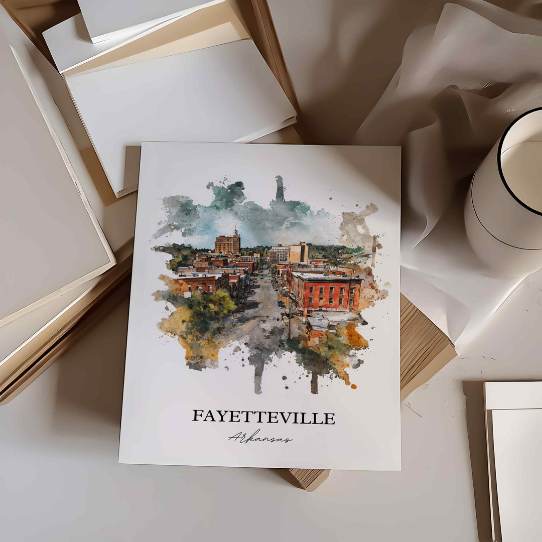 Fayetteville, Arkansas – Watercolor Art Print