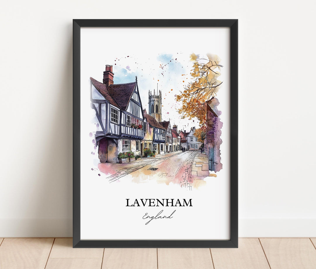 Lavenham Wall Art, Babergh District Print, Suffolk England Watercolor, Lavenham England Gift, Travel Print, Travel Poster, Housewarming Gift