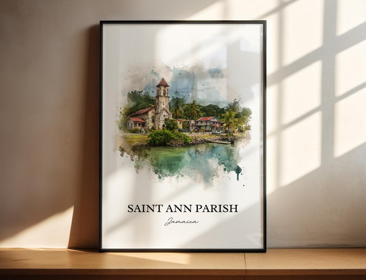 Saint Ann Parish Wall Art, Jamaica Print, Jamaica Watercolor Art, Jamaica Gift, St. Ann Jamaica Print, Travel Poster, Housewarming Gift