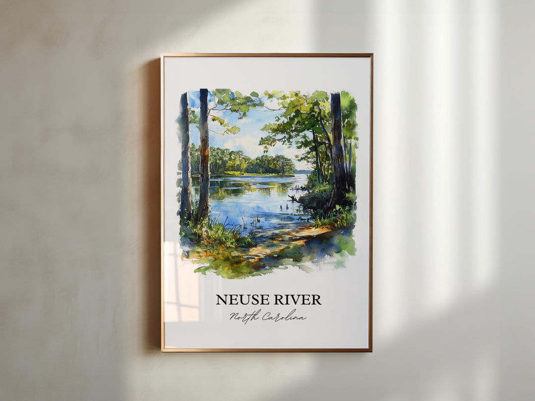 Neuse River Wall Art, Neuse River NC Print, North Carolina Watercolor Art, Piedmont NC Gift, Travel Print, Travel Poster, Housewarming Gift