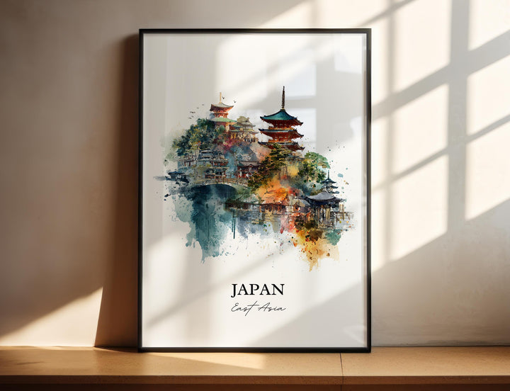 Japan Wall Art, Japan Print, Japan Watercolor Art, Japanese Gift, Travel Print, Travel Poster, Housewarming Gift