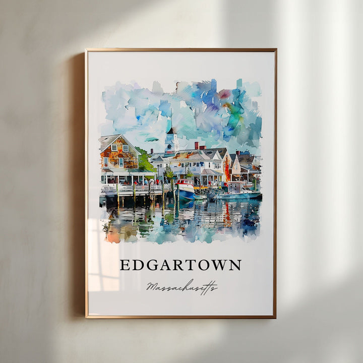 Edgartown MA Wall Art, Martha's Vineyard Print, Edgartown Watercolor, Edgartown Mass. Gift, Travel Poster, Housewarming Gift