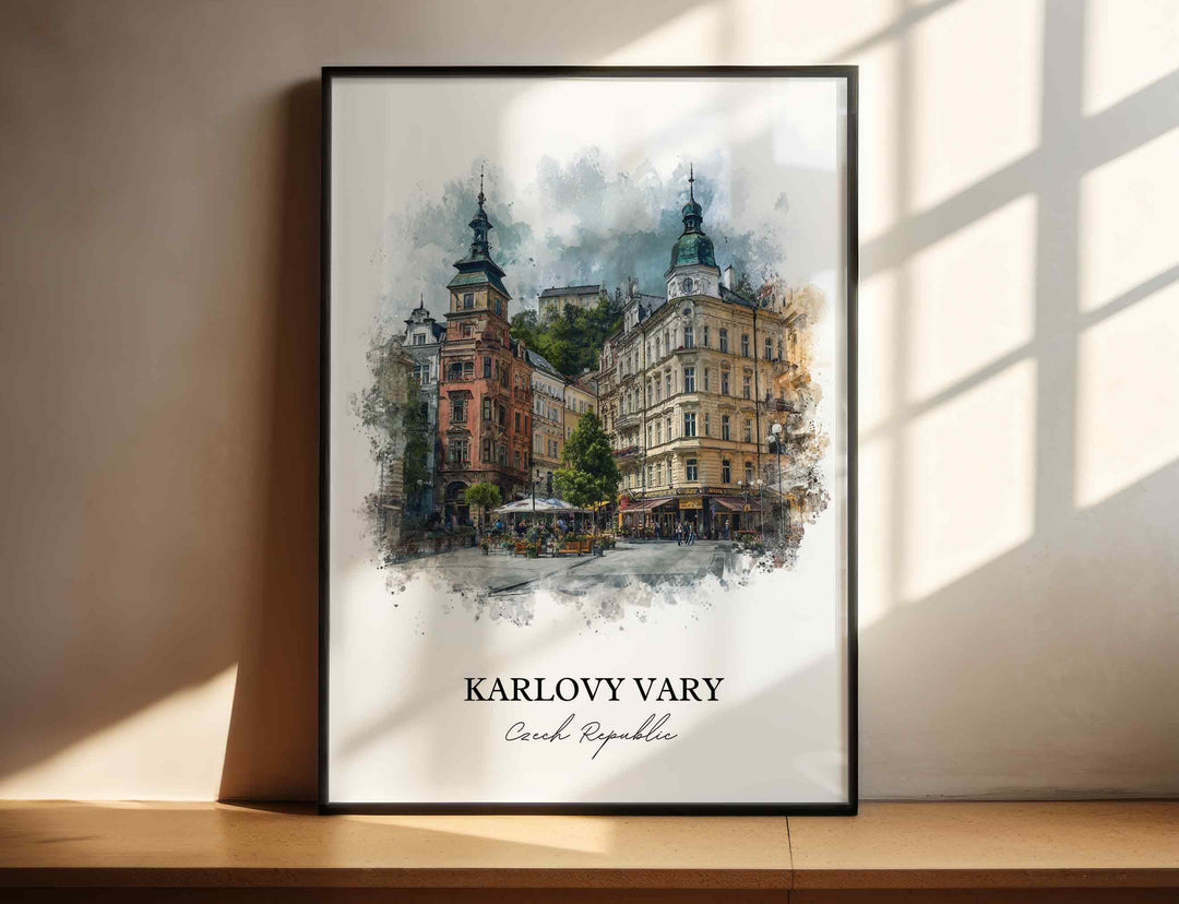 Karlovy Vary, Czech Republic – Watercolor Art Print