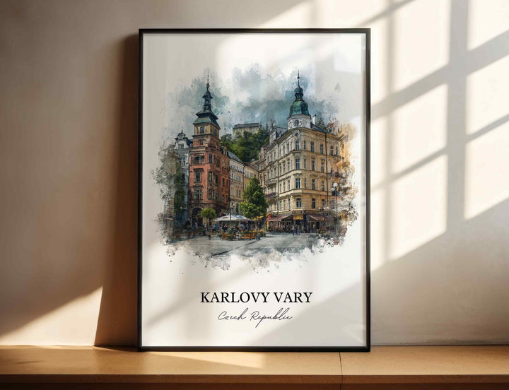 Karlovy Vary, Czech Republic – Watercolor Art Print
