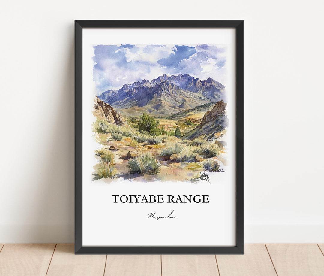 Toiyabe Range NV Wall Art, Lander County Print, Nye County NV Watercolor, Toiyabe Range Gift, Travel Print, Travel Poster, Housewarming Gift