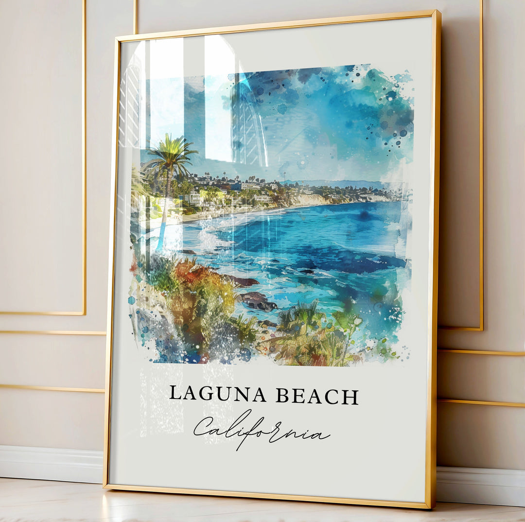 Laguna Beach Wall Art, Laguna Beach Print, Laguna Beach Watercolor, Laguna Beach CA Gift,