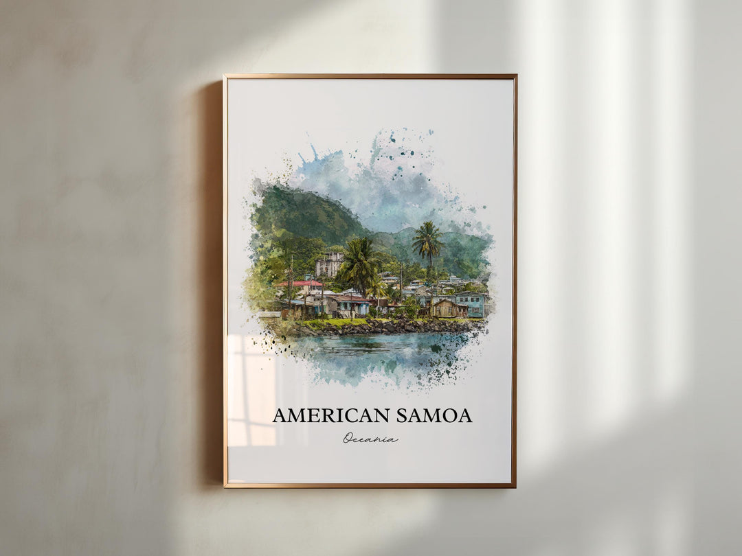 American Samoa Wall Art, Samoa Print, Samoa Watercolor Art, American Samoa Gift, Travel Print, Travel Poster, Housewarming Gift