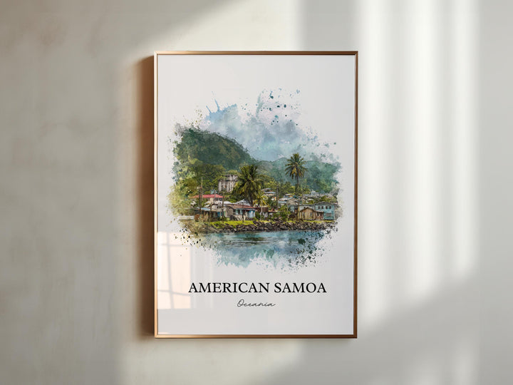 American Samoa Wall Art, Samoa Print, Samoa Watercolor Art, American Samoa Gift, Travel Print, Travel Poster, Housewarming Gift