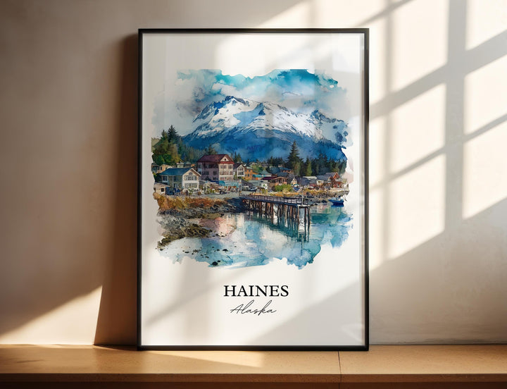 Haines Alaska Wall Art, Glacier Bay Park Print, Alaska Watercolor Art, Haines AK Gift, Travel Print, Travel Poster, Housewarming Gift