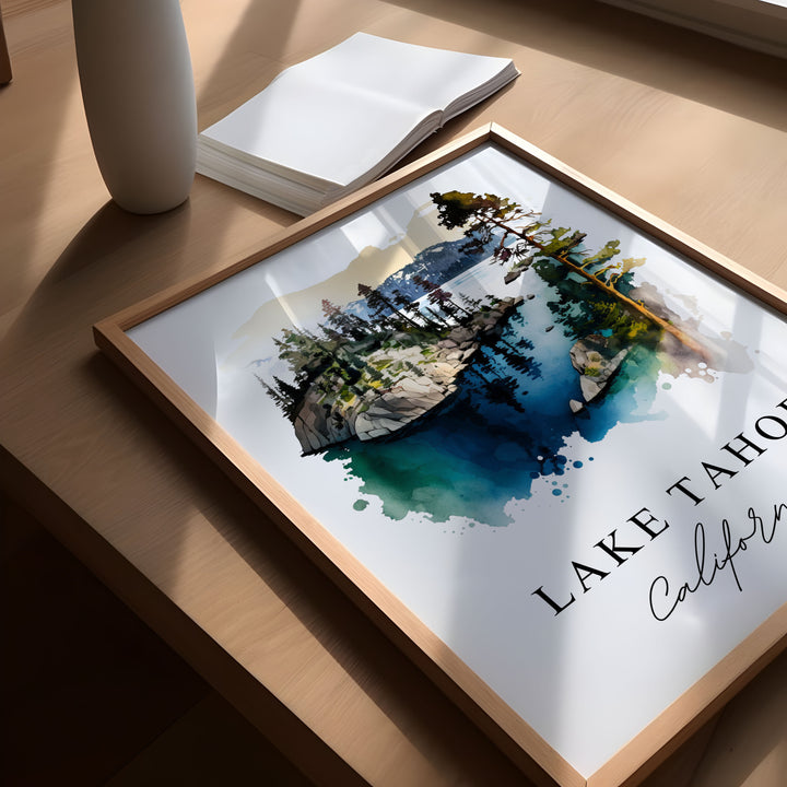 Lake Tahoe CA wall art - California, Lake Tahoe poster, Lake Tahoe Wedding gift, Birthday present, Custom Text, Personalised Gift